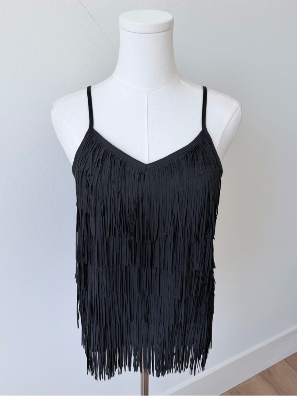 Vintage Contempo Casual Black Fringe Camisole